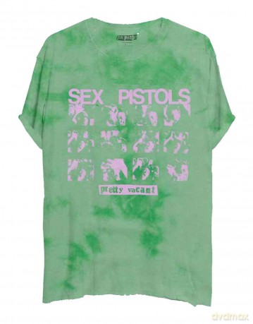 Sex Pistols - The: The Sex Pistols Unisex T-Shirt: Pretty Vacant (Green) (Wash Collection) (Small)