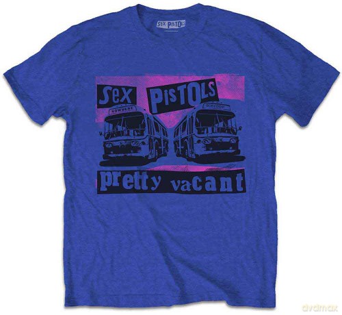 Sex Pistols - The: The Sex Pistols Unisex T-Shirt: Pretty Vacant Coaches (Royal Blue) (X-Large)