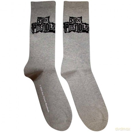 Sex Pistols - The: The Sex Pistols Unisex Terry Socks: Stacked Logo (Grey) (UK Size 7 - 11)