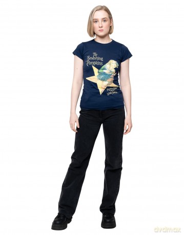 Smashing Pumpkins - The: The Smashing Pumpkins Ladies T-Shirt: Mellon Collie (Navy Blue) (XX-Large)