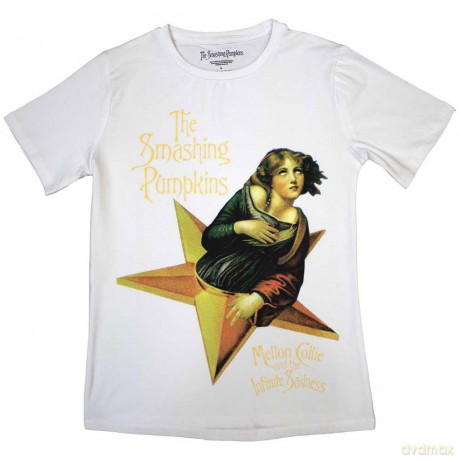 Smashing Pumpkins - The: The Smashing Pumpkins Ladies T-Shirt: Mellon Collie (White) (Large)