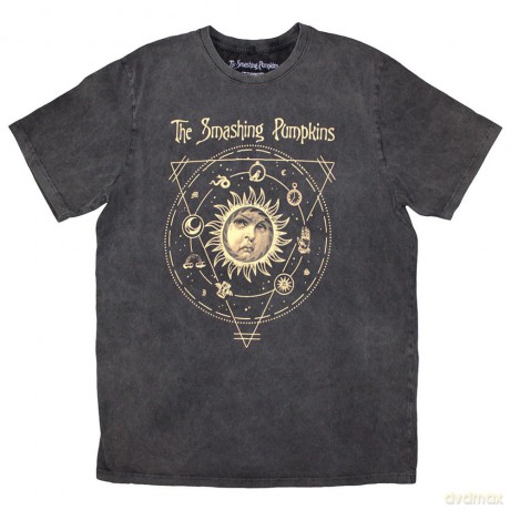 Smashing Pumpkins - The: The Smashing Pumpkins Unisex Stone Wash T-Shirt: Celestial Sun (Charcoal Grey) (XX-Large)