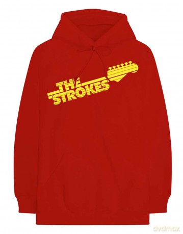 Strokes - The: The Strokes Unisex Pullover Hoodie: Guitar Fret Logo (Red) (Large)