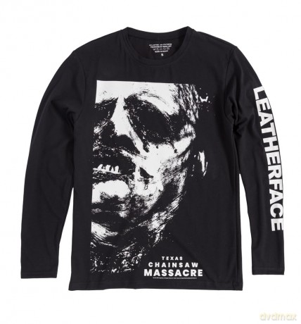 Texas Chainsaw Massacre - The: The Texas Chainsaw Massacre Unisex Long Sleeve T-Shirt: Leather Face (Black) (Back Print) (Medium)