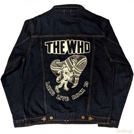 Who - The: The Who Unisex Denim Jacket: Long Live Rock (Denim Blue) (Back Print) (X-Large)