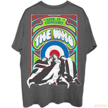 Who - The: The Who Unisex T-Shirt: Flag Cartoon (Charcoal Grey) (Back Print) (X-Large)