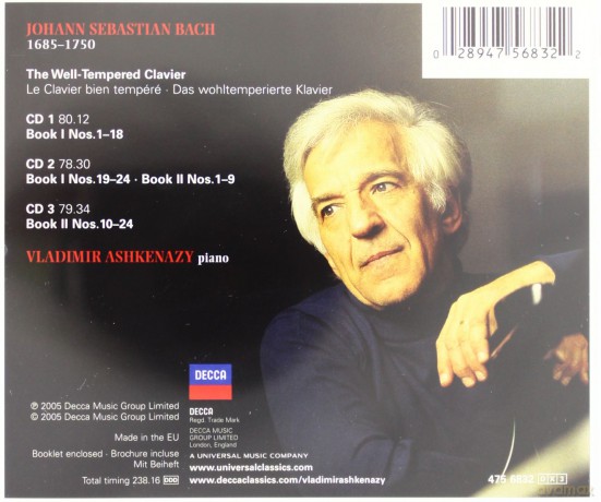 Vladimir Ashkenazy: Bach:The Well Tempered Klavier [3CD]