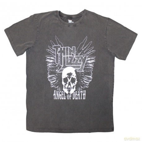 Thin Lizzy: Unisex Stone Wash T-Shirt: Angel Of Death (Charcoal Grey) (X-Large)