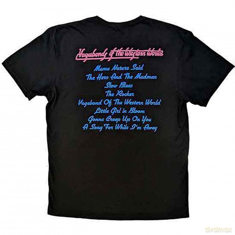 Thin Lizzy: Unisex T-Shirt: Vagabonds of the Western World Tracklist (Black) (Back Print) (Medium)