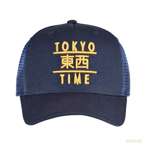 Tokyo Time: Unisex Mesh Back Cap: TT Heritage Gold Logo (Navy Blue)