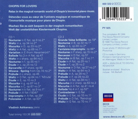 Vladimir Ashkenazy: Chopin For Lovers [2CD]