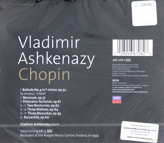 Vladimir Ashkenazy: Chopin New 2001 [CD]