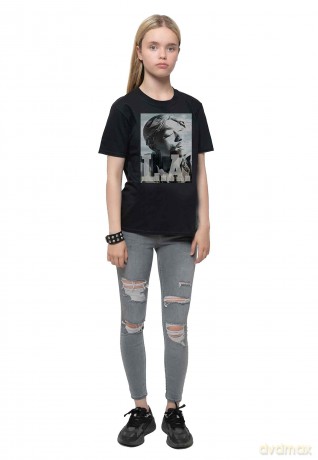 Tupac: Kids T-Shirt: LA Skyline (Black) (11-12 Years)