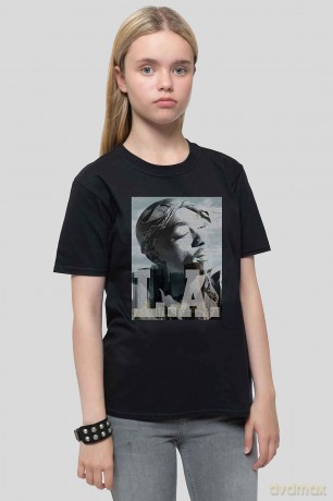 Tupac: Kids T-Shirt: LA Skyline (Black) (11-12 Years)