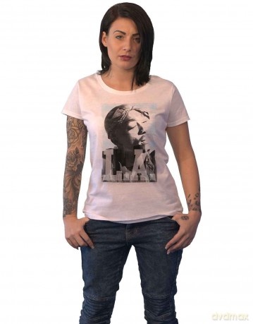 Tupac: Ladies T-Shirt: LA Skyline (White) (Medium)