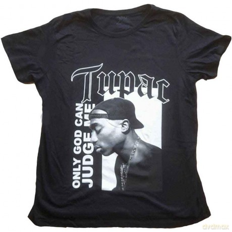Tupac: Ladies T-Shirt: Only God Text (Black) (20)