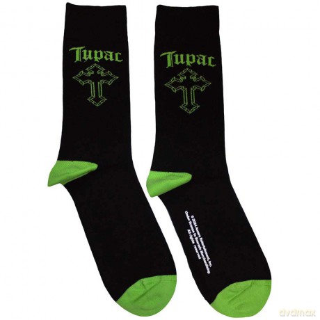 Tupac: Unisex Ankle Socks: Green Cross (Black) (UK Size 7 - 11)
