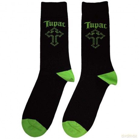 Tupac: Unisex Ankle Socks: Green Cross (Black) (UK Size 7 - 11)