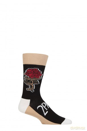 Tupac: Unisex Ankle Socks: Rose (Black) (UK Size 7 - 11)