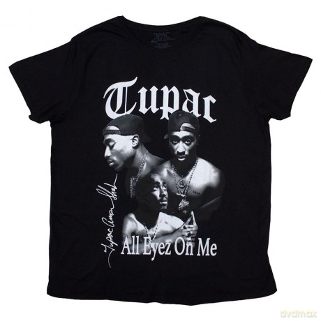 Tupac: Unisex T-Shirt: All Eyez B&W (Black) (X-Large)