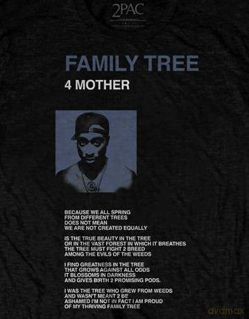 Tupac: Unisex T-Shirt: Family Tree (Black) (Small)