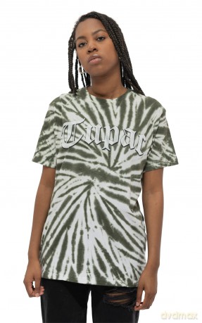 Tupac: Unisex T-Shirt: Gothic Logo (Green) (Wash Collection) (Large)
