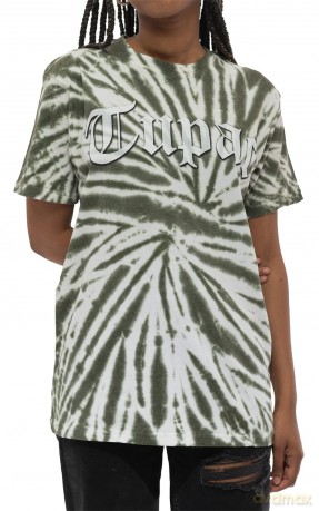 Tupac: Unisex T-Shirt: Gothic Logo (Green) (Wash Collection) (Small)