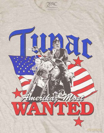 Tupac: Unisex T-Shirt: Most Wanted (Sand) (Large)