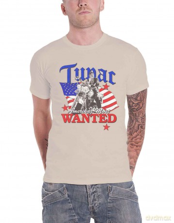 Tupac: Unisex T-Shirt: Most Wanted (Sand) (Medium)