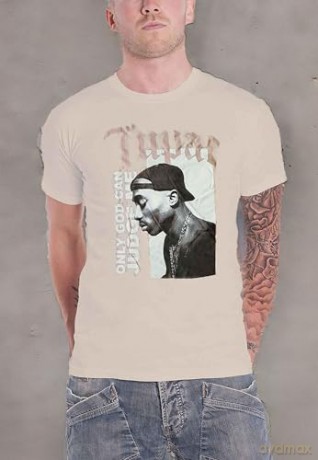 Tupac: Unisex T-Shirt: Only God (Sand) (Large)