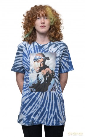 Tupac: Unisex T-Shirt: Photo Swirl (Blue) (Wash Collection) (Medium)