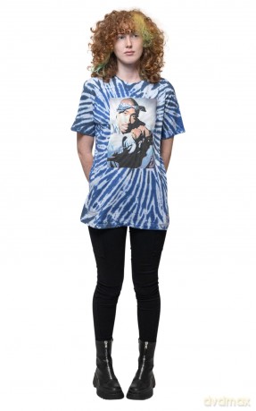 Tupac: Unisex T-Shirt: Photo Swirl (Blue) (Wash Collection) (Small)
