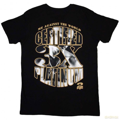 Tupac: Unisex T-Shirt: Platinum (Black) (Back Print) (XX-Large)