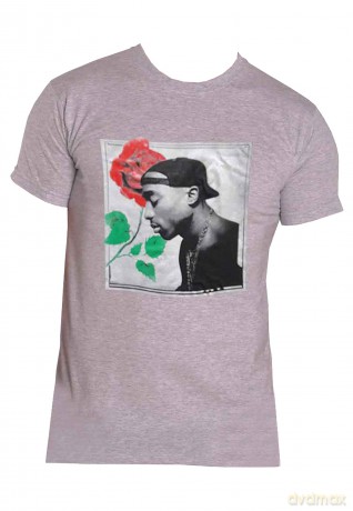 Tupac: Unisex T-Shirt: Rose (Grey) (Medium)