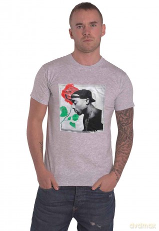 Tupac: Unisex T-Shirt: Rose (Grey) (X-Large)
