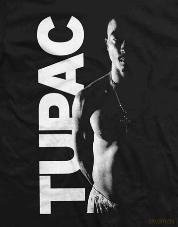 Tupac: Unisex T-Shirt: Side Photo (Black) (Medium)