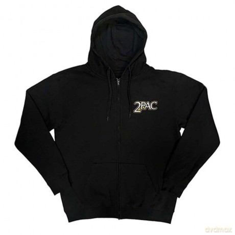 Tupac: Unisex Zipped Hoodie: Crown Seal (Black) (Back Print) (X-Large)