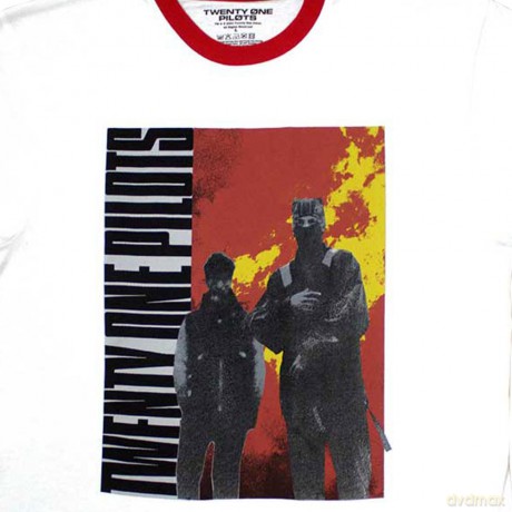 Twenty One Pilots: Unisex Ringer T-Shirt: Side Stand (White) (XX-Large)