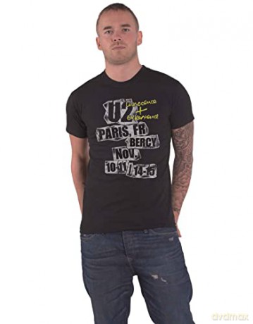 U2: Unisex T-Shirt: I+E Paris Event 2015 (Black) (Ex-Tour) (XX-Large)