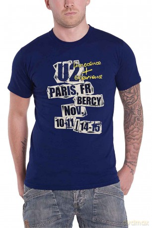 U2: Unisex T-Shirt: I+E Paris Event 2018 (Dark Navy Blue) (Ex-Tour) (XX-Large)