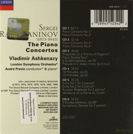 Vladimir Ashkenazy: Rachmaninov [6CD]