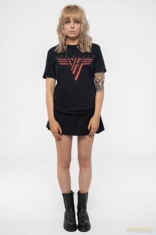 Van Halen: Ladies T-Shirt: Classic Red Logo (Black) (Large)
