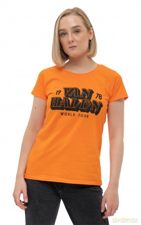Van Halen: Ladies T-Shirt: World Tour '78 (Orange) (Large)
