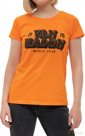 Van Halen: Ladies T-Shirt: World Tour '78 (Orange) (Large)