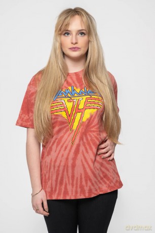 Van Halen: Unisex T-Shirt: Jagged Logo (Red) (Wash Collection) (Medium)