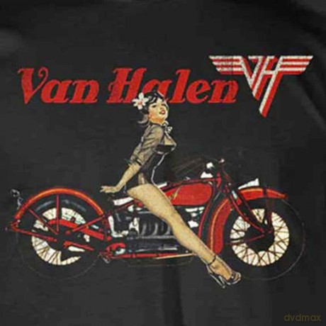 Van Halen: Unisex T-Shirt: Pin-up Motorcycle (Black) (Small)