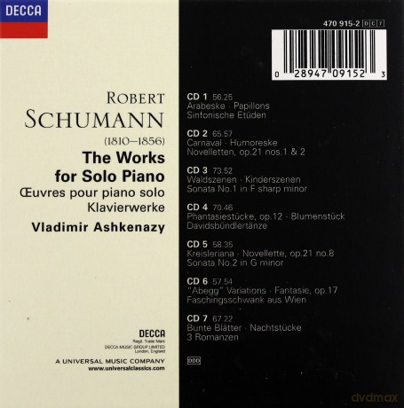 Vladimir Ashkenazy: Schumann Works Piano Solo [7CD]
