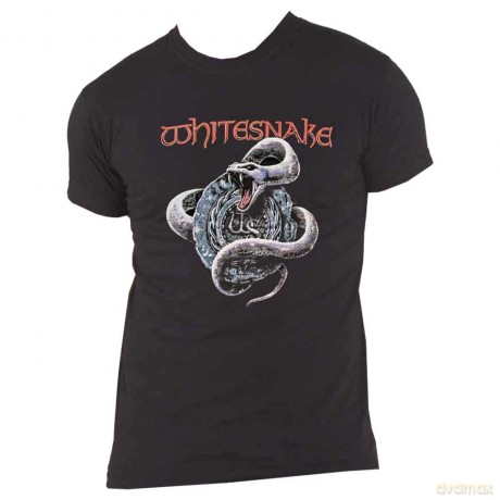 Whitesnake: Unisex T-Shirt: Silver Snake (Black) (Medium)
