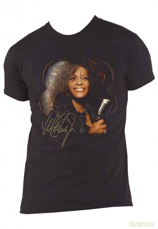 Whitney Houston: Unisex T-Shirt: Vintage Mic Photo (Black) (Large)