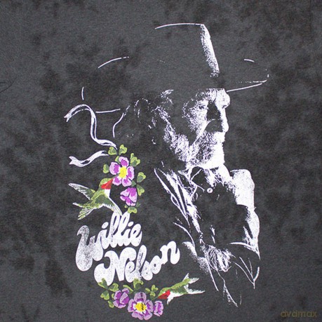 Willie Nelson: Unisex T-Shirt: Floral (Black) (Wash Collection) (X-Large)